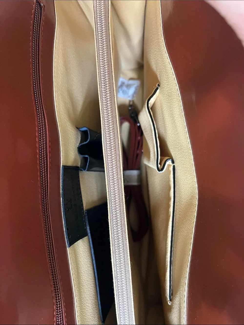 Daniela Moda Italian Black Leather Tote Bag Structured Work Laptop Briefcase